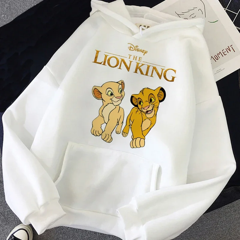 Disney Pattern Simba Male Sweatshirts Pocket Cartoon Cute Print Loose Clothing Cozy Daily Men Hoodies Autumn Winter Pullover