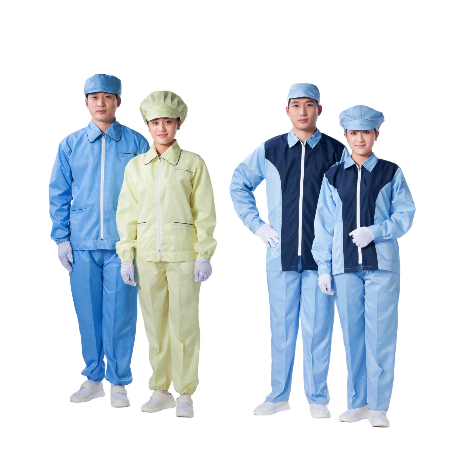 2PCS Labor Uniform Breathable Reusable OEM Durable Lint Free Zipper Polyester Fabric Abor Work Uniform Clothes Esd Jacket