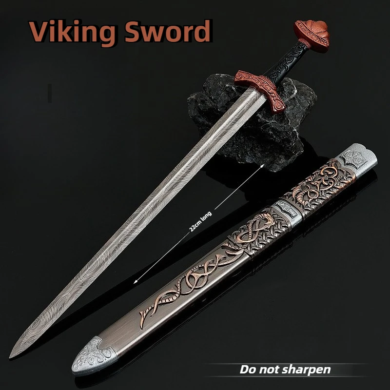 22cm/8.66in periféricos de jogo espada viking metal com bainha espada medieval modelo brinquedos artesanato ornamentos colecionáveis presentes para menino