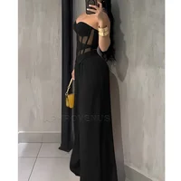 Women's Sexy Strapless Solid Color Jumpsuit Slimming High Waist Wide Leg Long Pants Elegant Party Romper Classy Clubwear Outfit - Image 2
