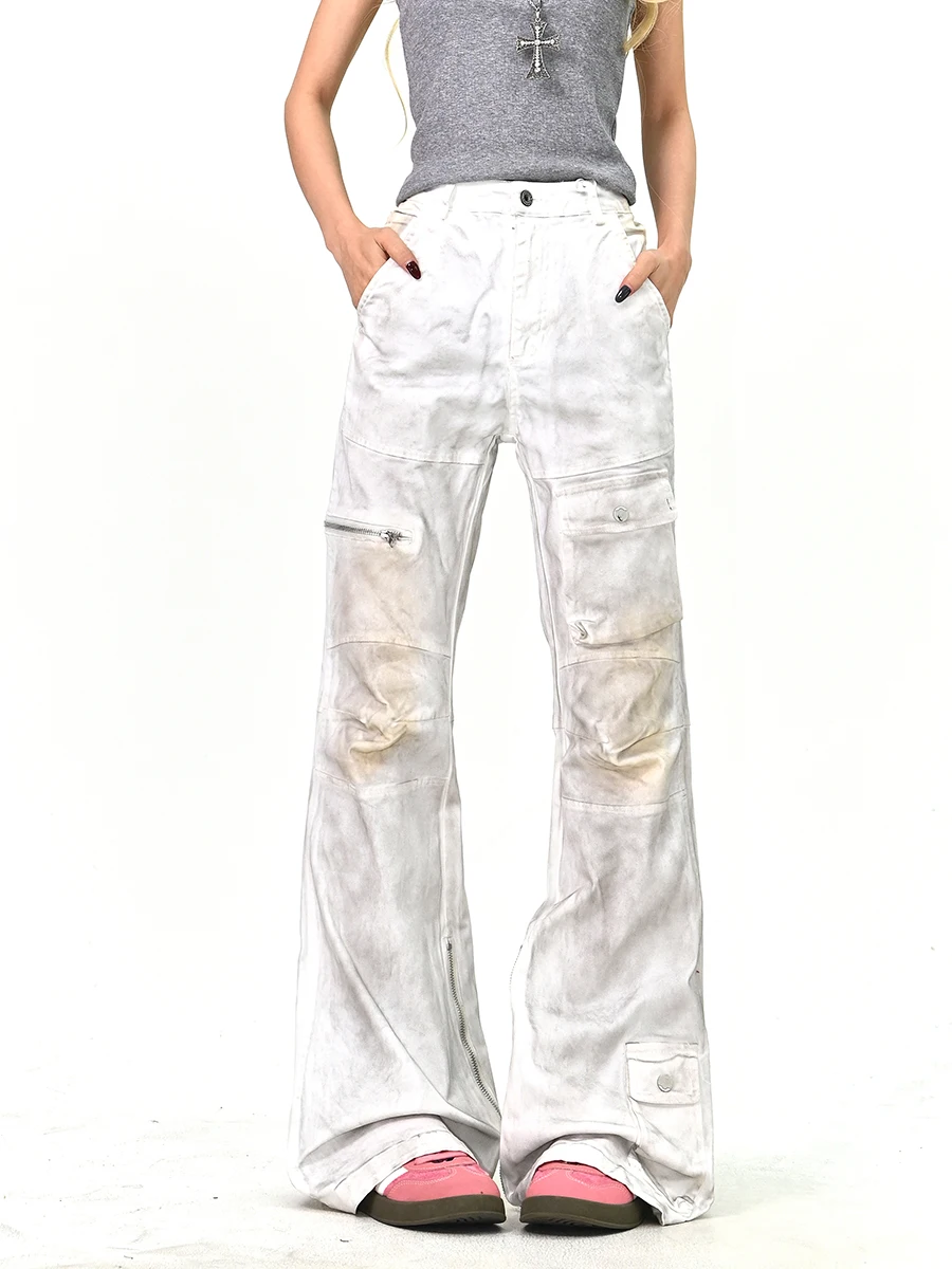 

Lazy Women's Loose Fitting American High Street Long Jeans with Multiple kets for Spring 2026 Trendy Floor Length Pants