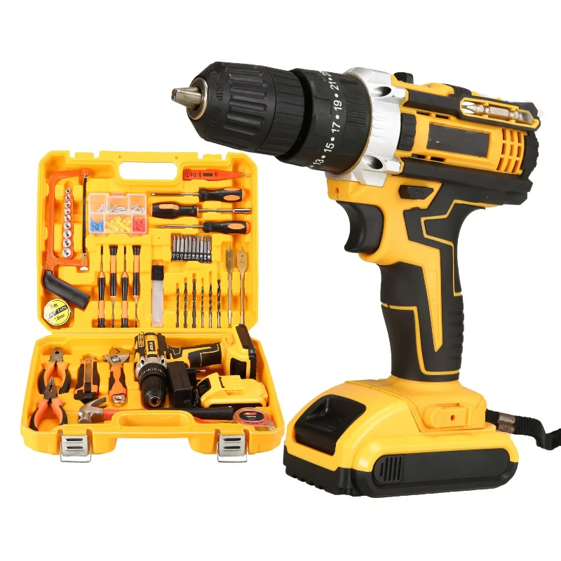 

YYHC-Home Combination Hand Tool Set Portable Cordless Drill Wireless Battery Power Impact Drills Electric Torque Screwdriver Kit