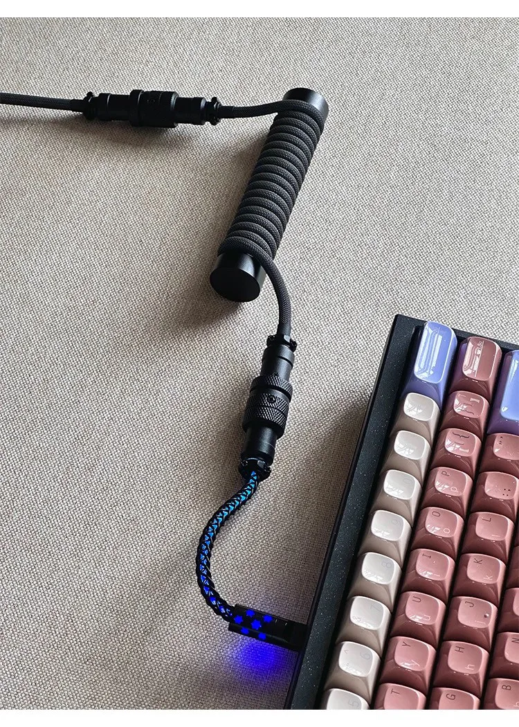 Customised Spring-loaded Aviation Connector Line 8K Magnetic Axis Feedback Data Cable Type-C Multicolour Gradient Keyboard Cable