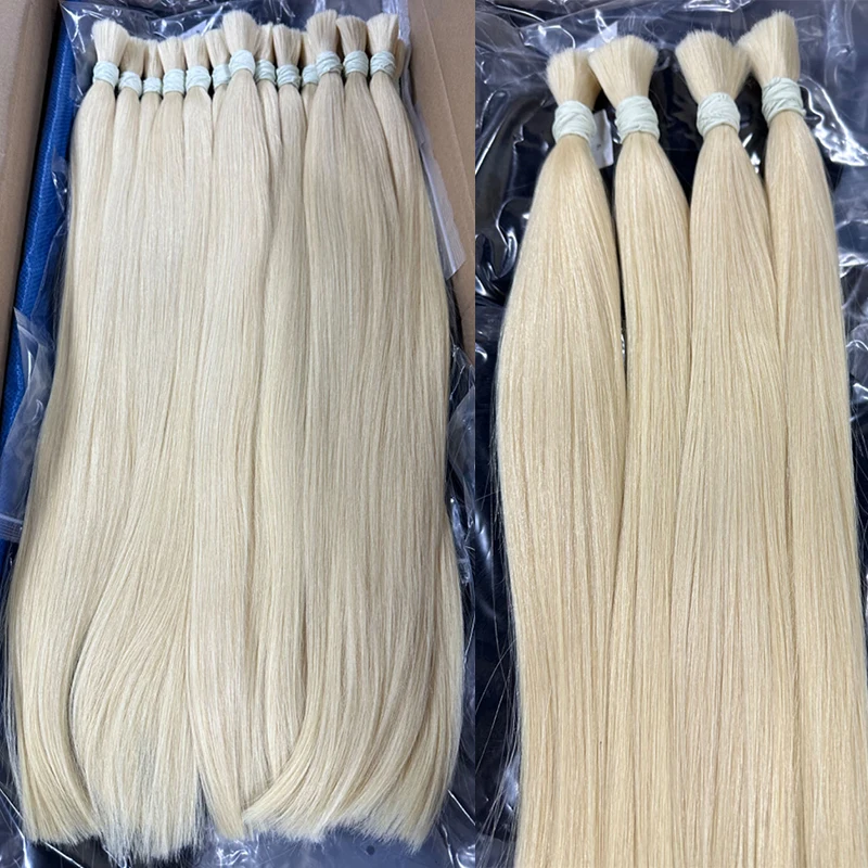 No Weft Vietnamese Hair Human Hair Bulk 613 100% Virgin Remy Straight Hair Bulk 12-30inch 99j Real Natural Hair Extension Grey