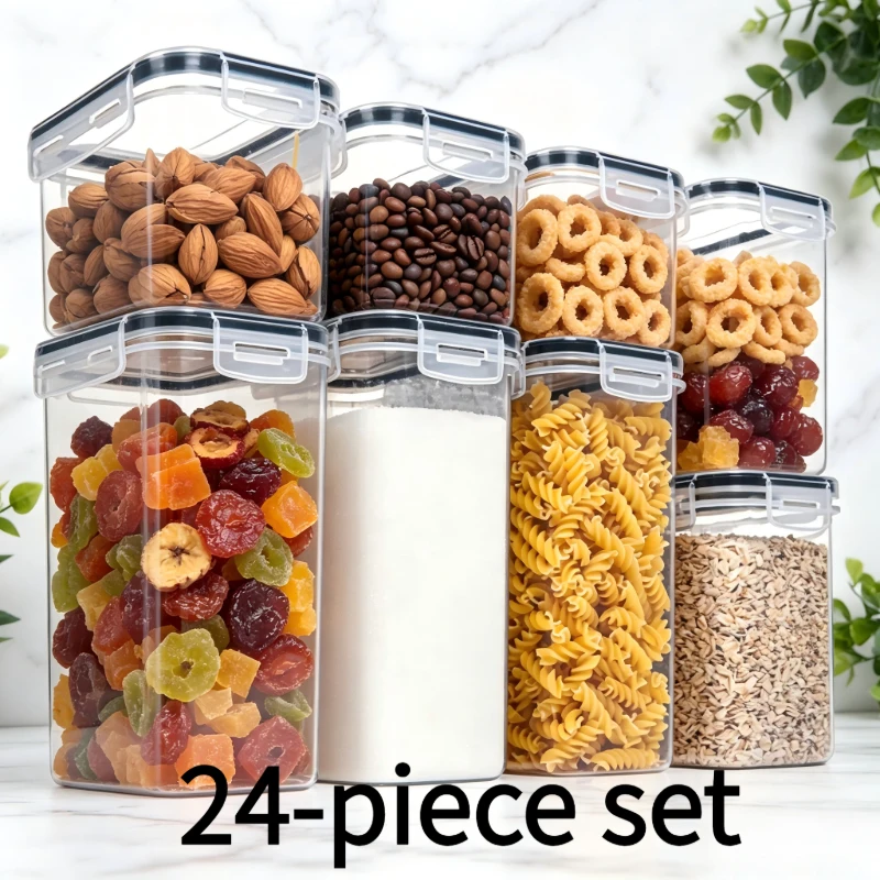

Sealed Storage Box Set, Multipurpose Household Organizer with Stickers & Pen for Daily Arrangement