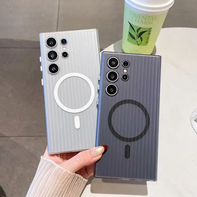 Anti-Shock Case with Frosty Magnetic Corrugation Design for Samsung Galaxy S26 Ultra, S25+, S24, S23