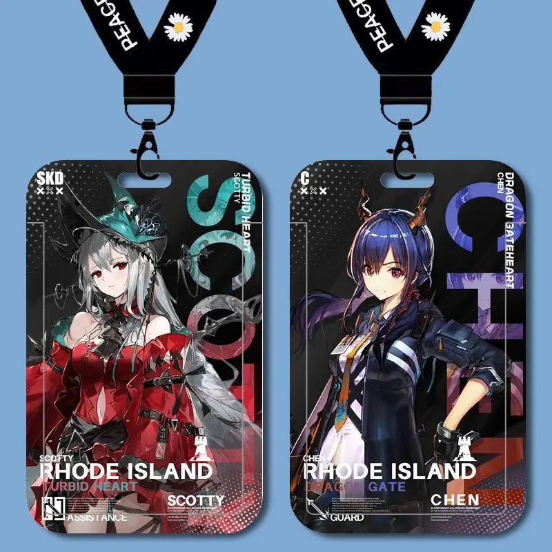 Arknights Amiya Kal'tsit Theresa Tempat Kartu Periferal Anime Kepribadian Kreatif Kartun Bernilai Tinggi dengan Tempat Kartu Tali