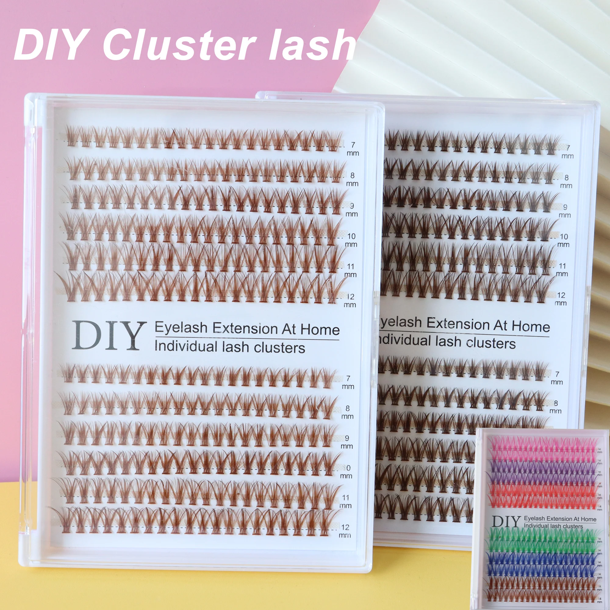 240 Fans M​ega Tray Brown Color Russian Volume Lash Natural Soft Faux Mink Individual Cluster Eyelash Extension Women Cosplay