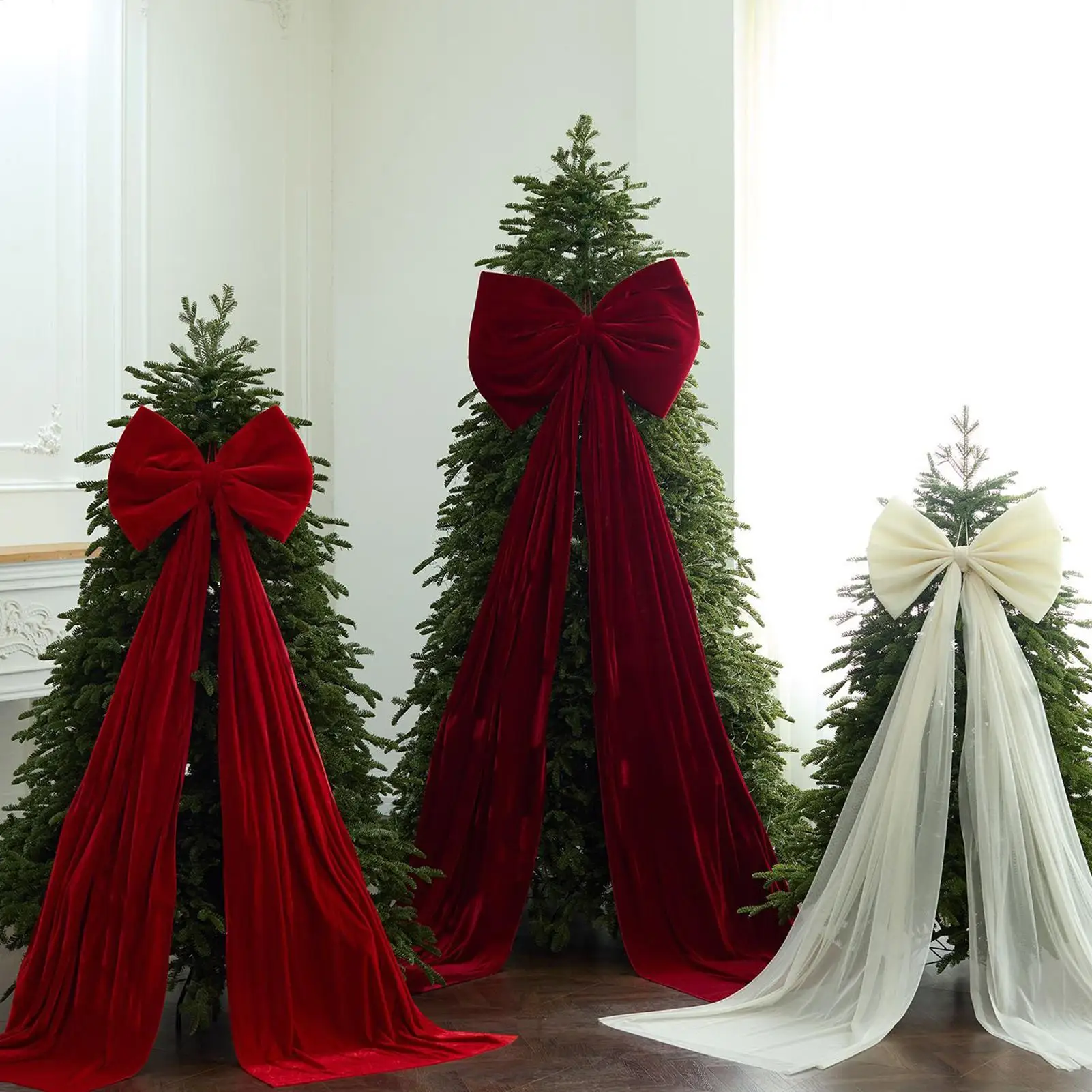 Big Christmas Tree Bow 20 X 71 Inch Outdoor Extra Large Velvet Room Decor Bow Ornament Home Decor For Door Wall Wedding
