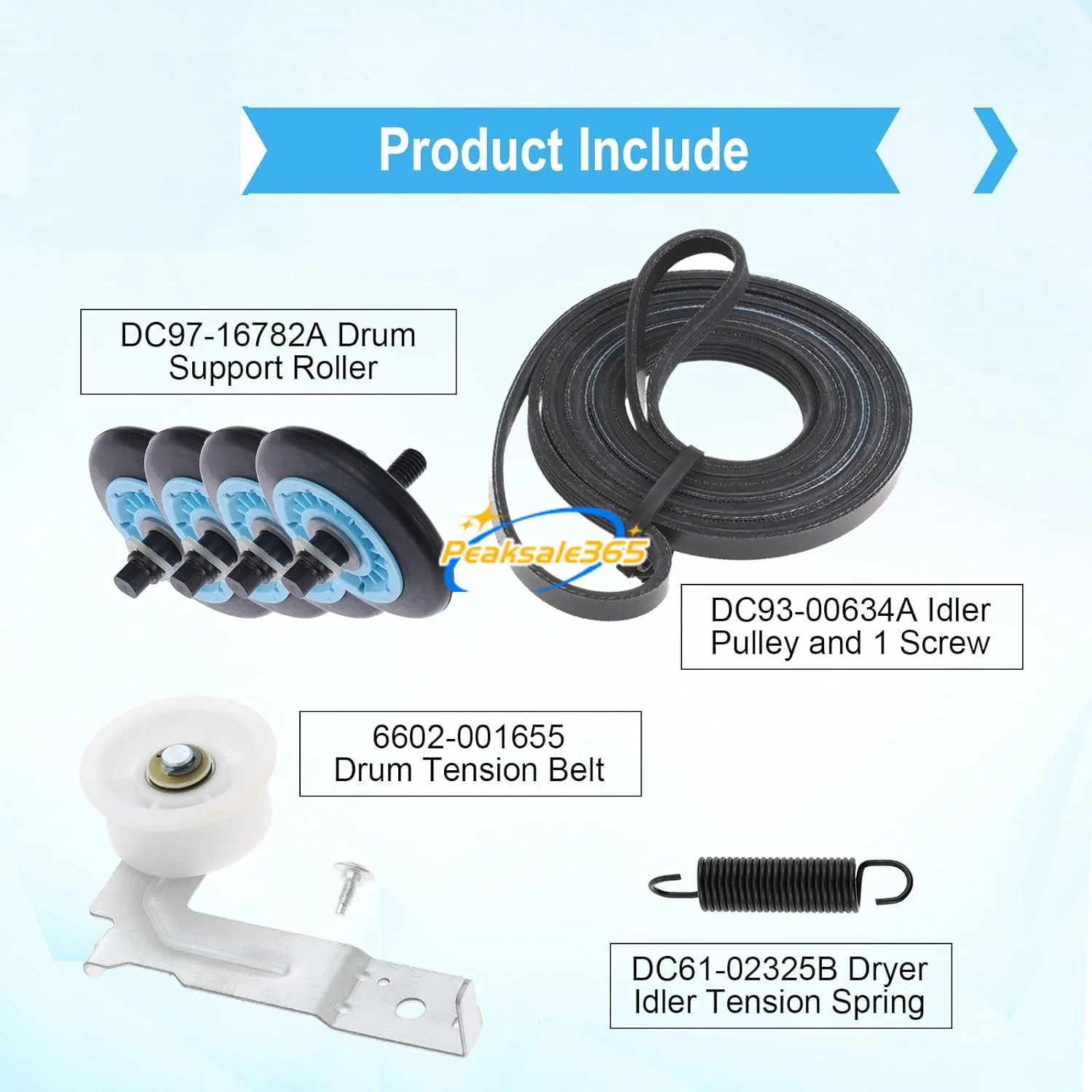 Imagem -03 - Kit de Reparação Secador para Samsung Tambor Correia de Tensão Polia Tensora Mola Dc9716782a 6602001655 Dc93-00634a Dc61-01215b