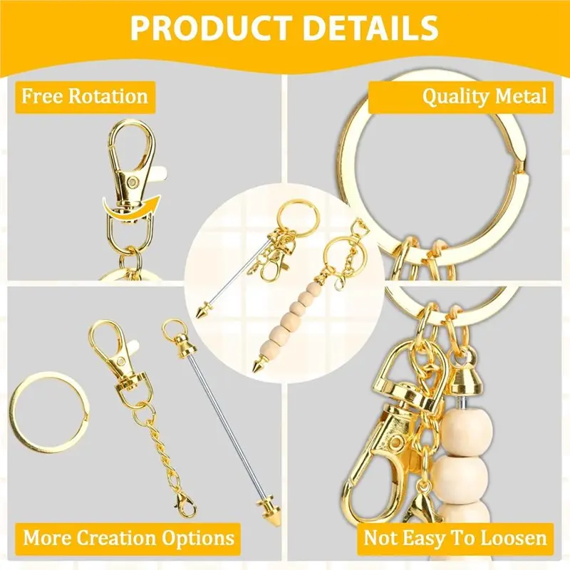 Easy Use Beaded Items For DIY Crafts Jewelry Making 24Pcs Beadable Keychain Bars Bead Keychain Making Kit Blank Keychains Silver
