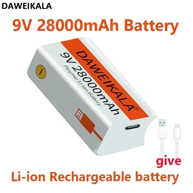 Multimeter rechargeable lithium-ion battery, 9V battery,28000 mAh, mini USB,toy,microphone, remote control,KTV use