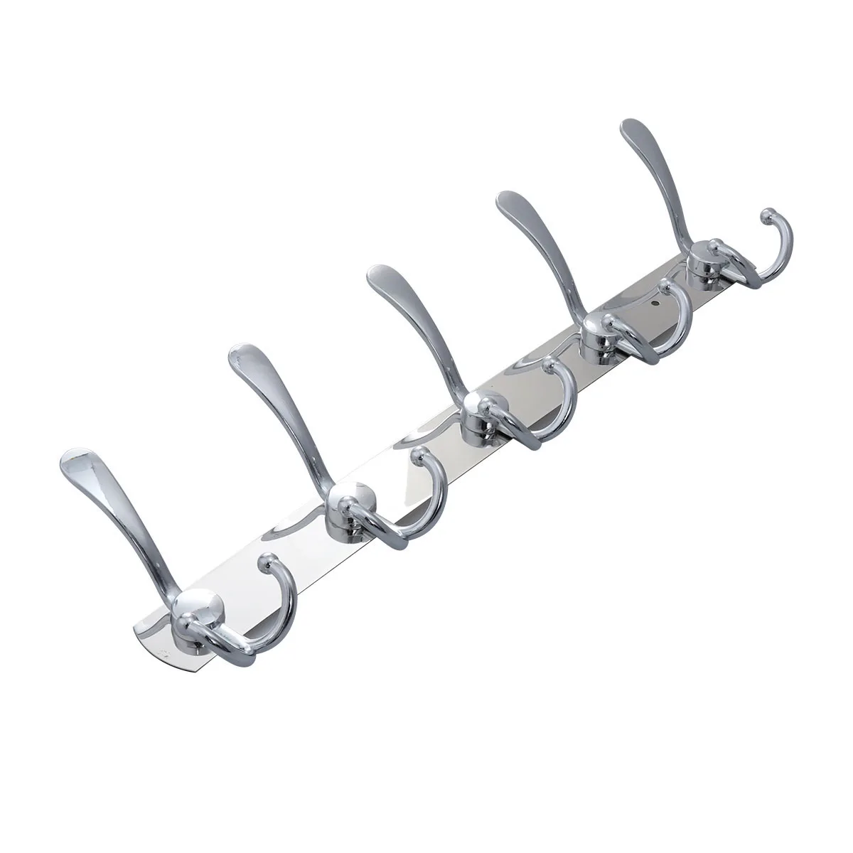 

2Pcs StainlessSteelHooks 5Hooks Integrated CoatHanger Bathroom Bedroom Kitchen Resistant