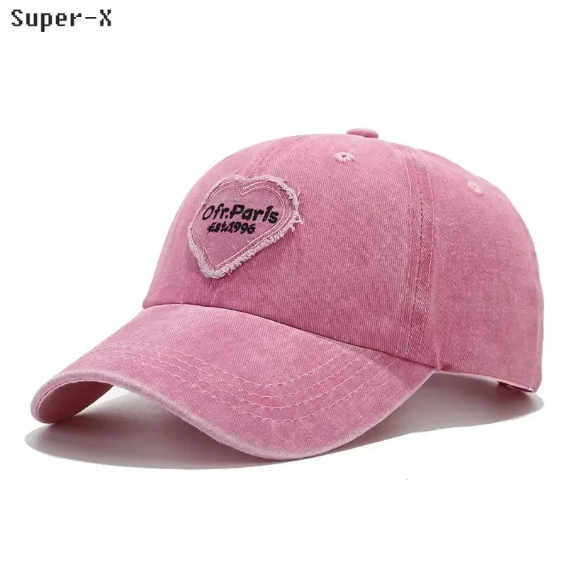 

Cute Pink Heart stickers Baseball Cap for Women Girls Summer Spring Caps Soft Cotton Fashion Sun Hats