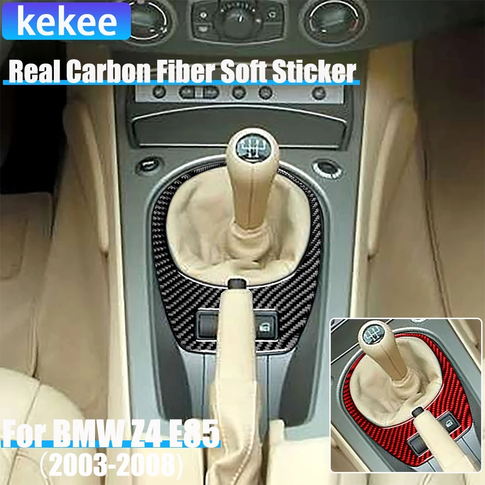 

Real Carbon Fiber Car Accessories Manual Gear Shift Decorative Cover Soft Sticker For BMW Z4 E85 2003 2004 2005 2006 2007 2008