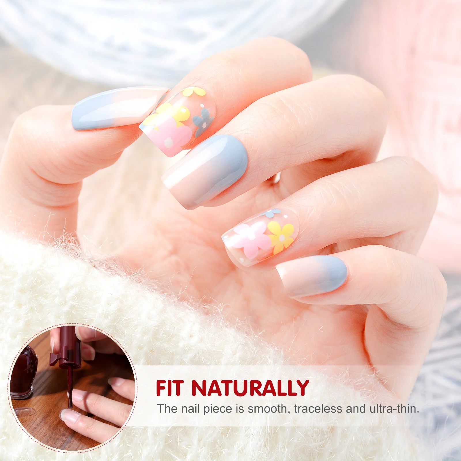 สติ๊กเกอร์ติดเล็บปลอม 600 ชิ้น ลายสี่เหลี่ยม สำหรับตกแต่งเล็บผู้หญิง แบบใส ของขวัญสุดเพอร์เฟค