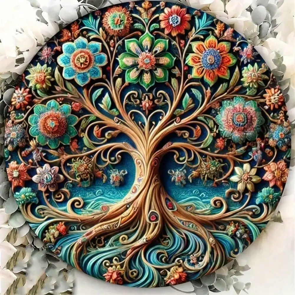 Life Tree Metal Wall Art 20x20 Inch, Rustic Farmhouse Decor Hanging Plaque for Living Room Bedroom