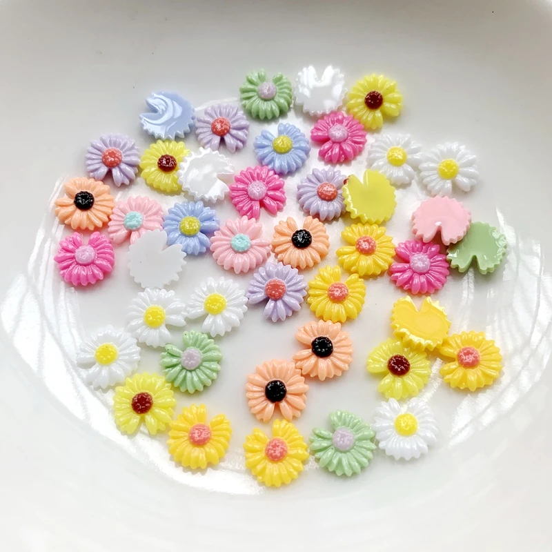 50Pcs 8MM Chrysanthemum Resin Decoration Crafts Flatback Cabochon Scrapbook Diy Embellishments Accessories nail art decorations