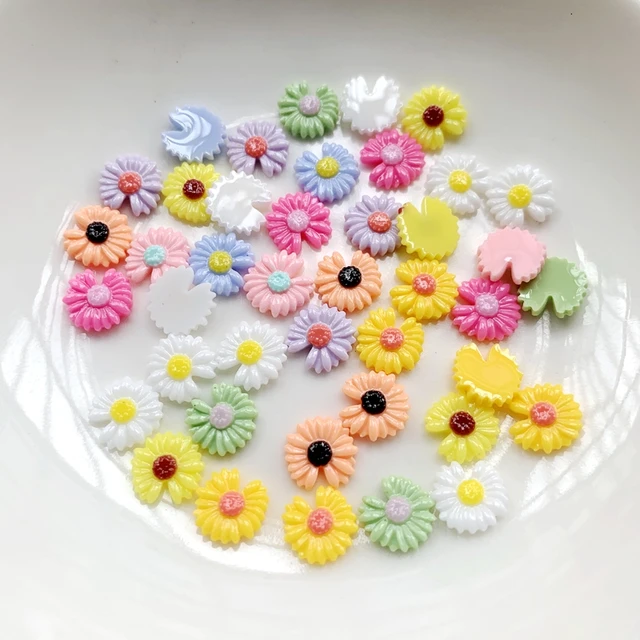 50Pcs 8MM Chrysanthemum Resin Decoration Crafts Flatback Cabochon Scrapbook Diy Embellishments Accessories nail art decorations