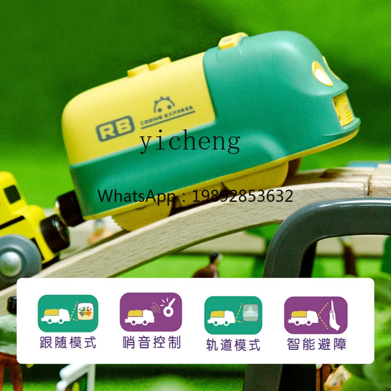 프로그래밍 소형 기차 장난감 자동차 소년 어린이 3-6세 아기 퍼즐 전기 철도차 세트