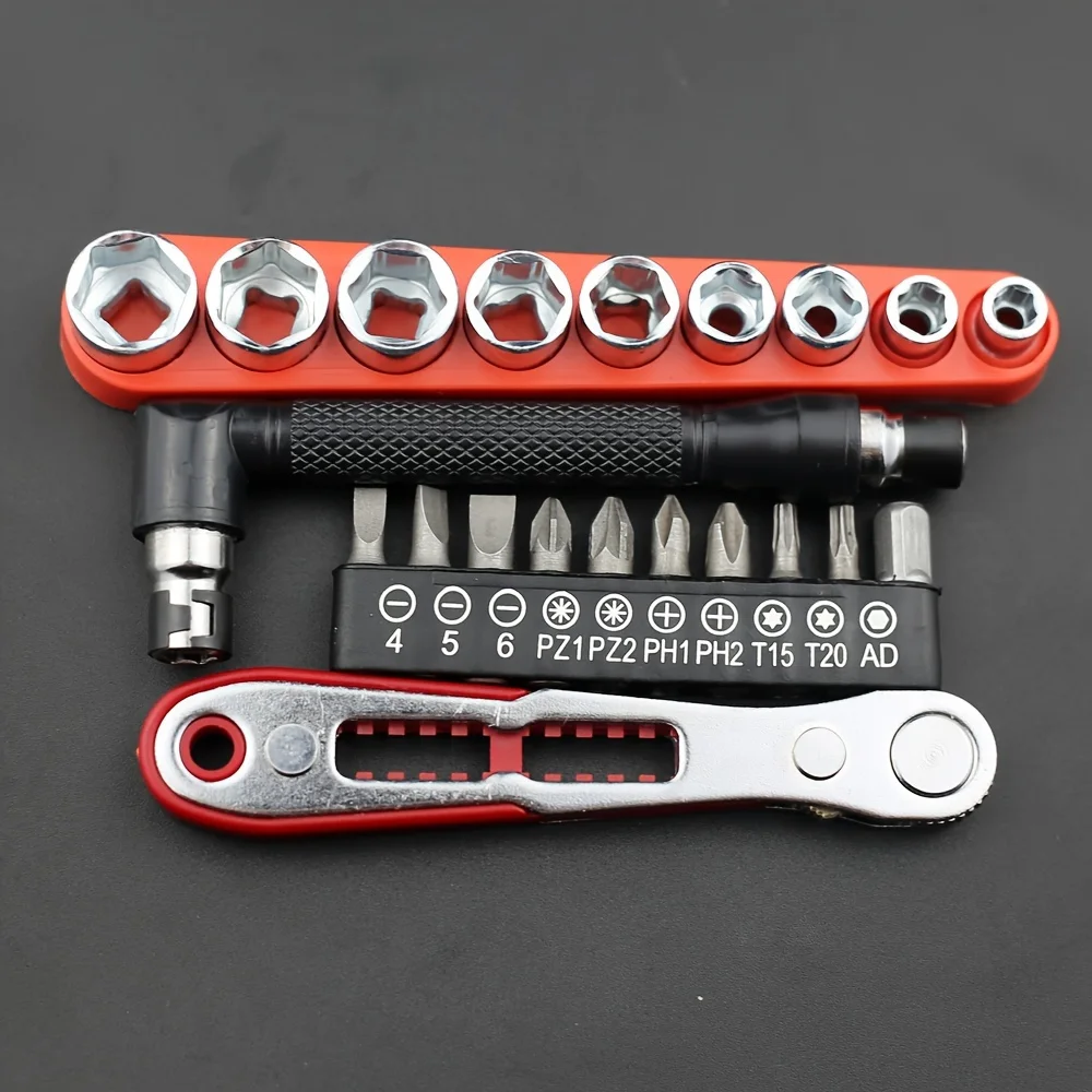 21PCS Mini 36-Tooth Reversible Ratchet Screwdriver Set, Multi-Tip & Socket Kit for Repair, Assembly & Outdoor Use
