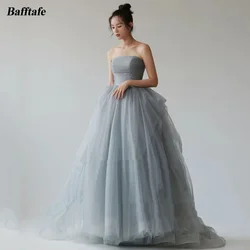 Bafftafe Customized A Line Korea Women Prom Gowns Strapless Pleat Corset Back Formal Evening Party Dress Special Occasion Gowns