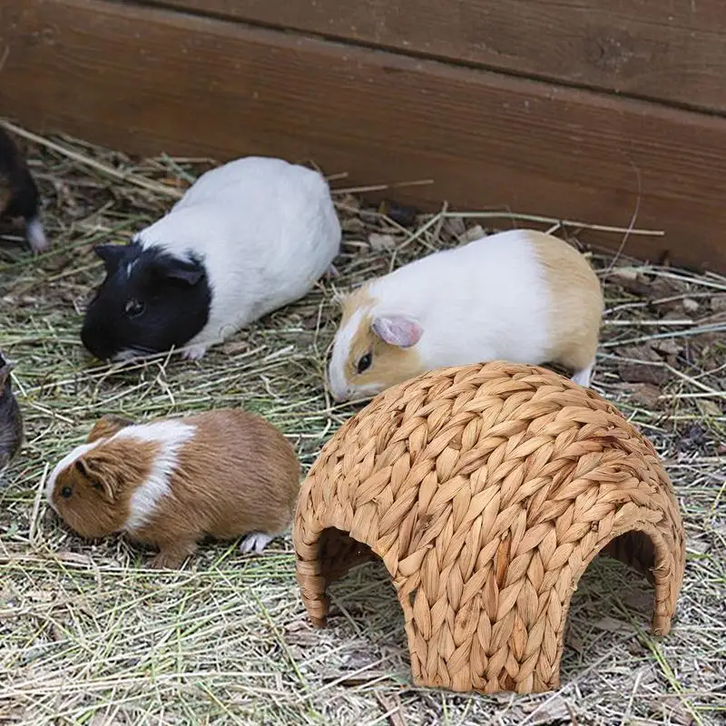 Rabbit Tunnel Natural And Safe Guinea Pig House Hand Made Bunny Grass House Comfortable Bunny Hamster House Cattail Rabbit