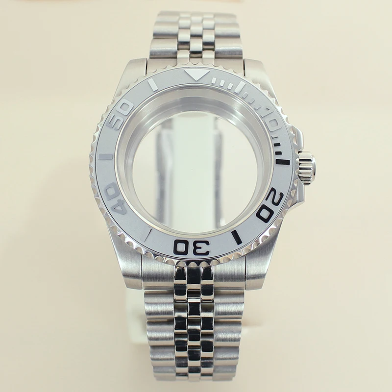 40mm YACHT Watch Case Sapphire Glass For NH35 NH36 NH34 NH38 Miyota 8215 Eta 2824 PT5000 Movement Jubilee Bracelet Slide Buckle