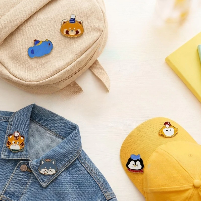 Kids Cute Cartoon Animal Brooches Lion Tiger Penguin Monkey Panda Badge Pin DIY Clothing Bags Hat Scarf Decoration Accessories view 2