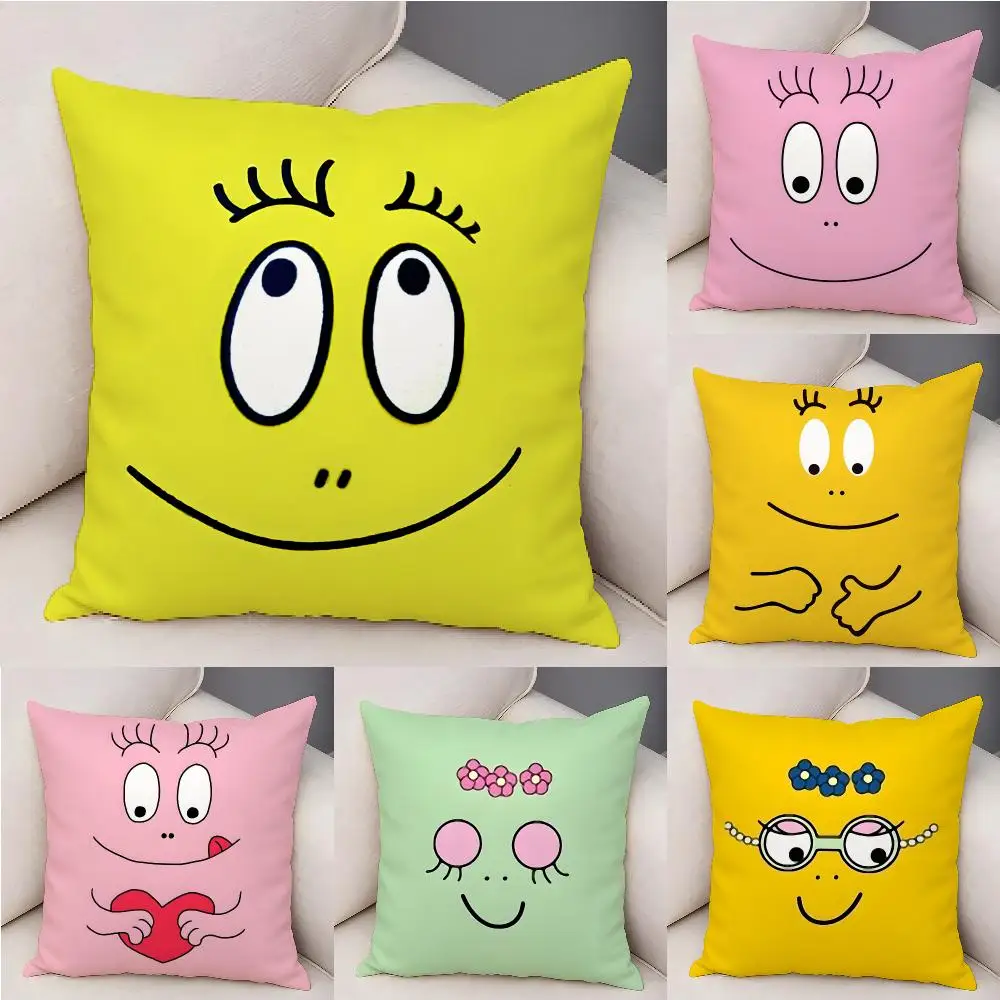 Hot Cute Cartoon B-Barbapapas Cushion Cover Plush Decorative Pillow Case With Hidden Zipper Fashion Room Decor For Home