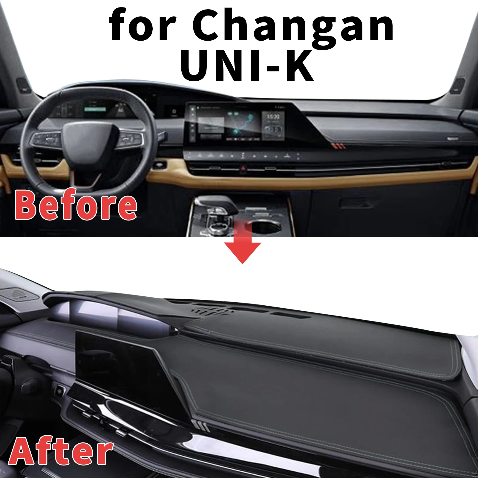 

Защитный коврик на приборную панель для Changan UNI-K 2021-2025: солнцезащитный, антибликовый, УФ-защитный, автомобильный коврик-накладка