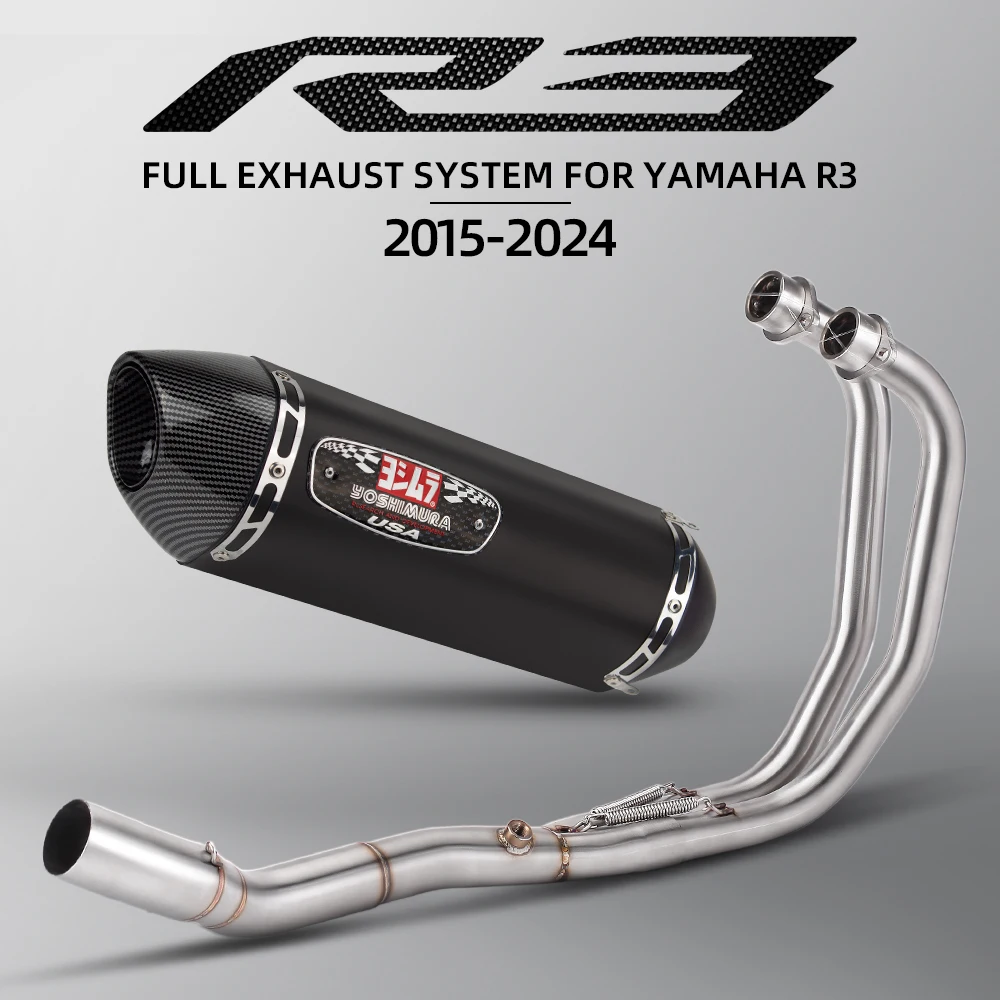 

Yoshimura R77 для Yamaha YZF R3 R25 MT03 2015-2024 лет выхлопных газов мотоцикла Мото Модифицированная полная система передняя средняя ссылка