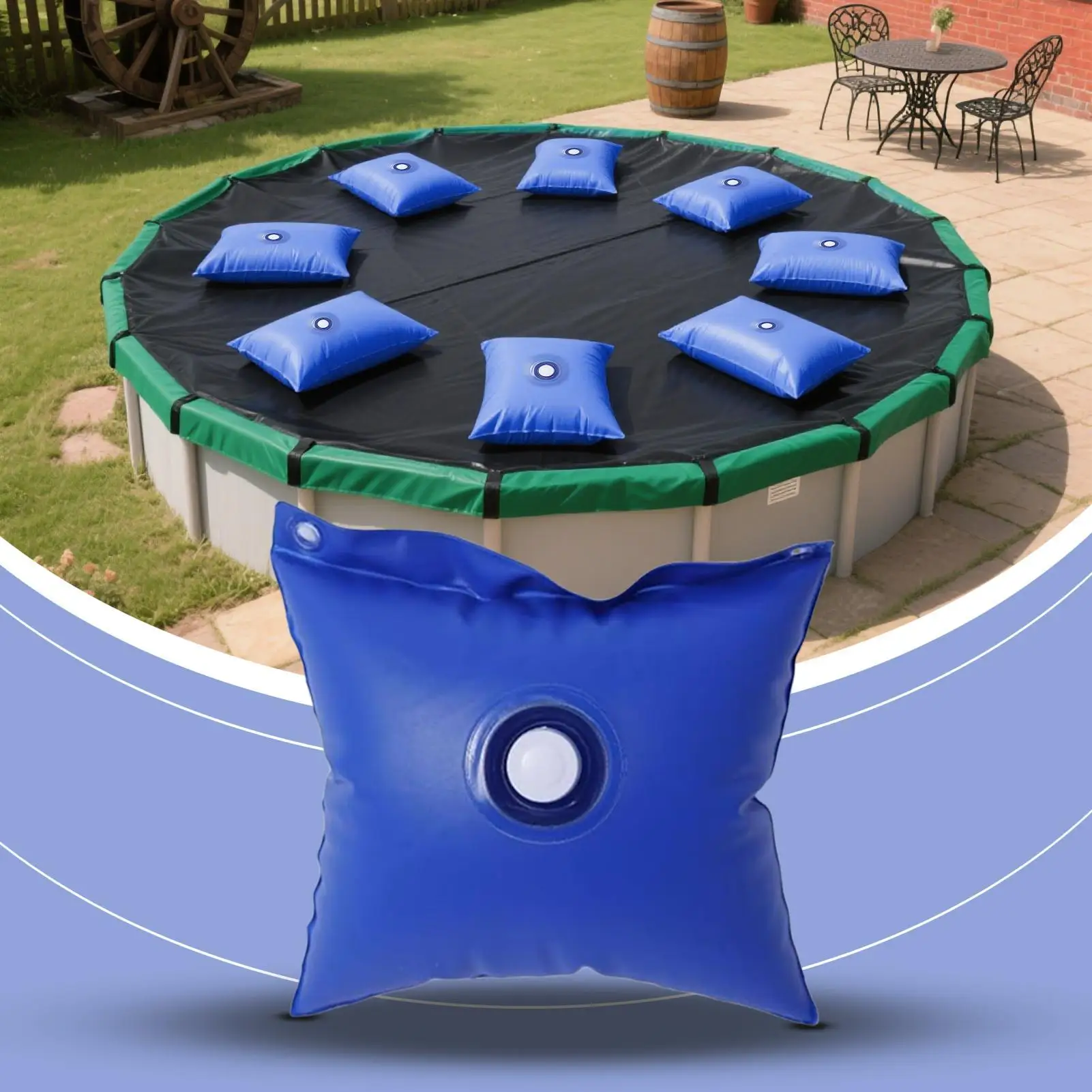 

Pool Cover Weights 8-Pack Freeze Resistant Leakproof Water Bags for Winter Pool Closing, Snow Distribution & Hot Tub Cover