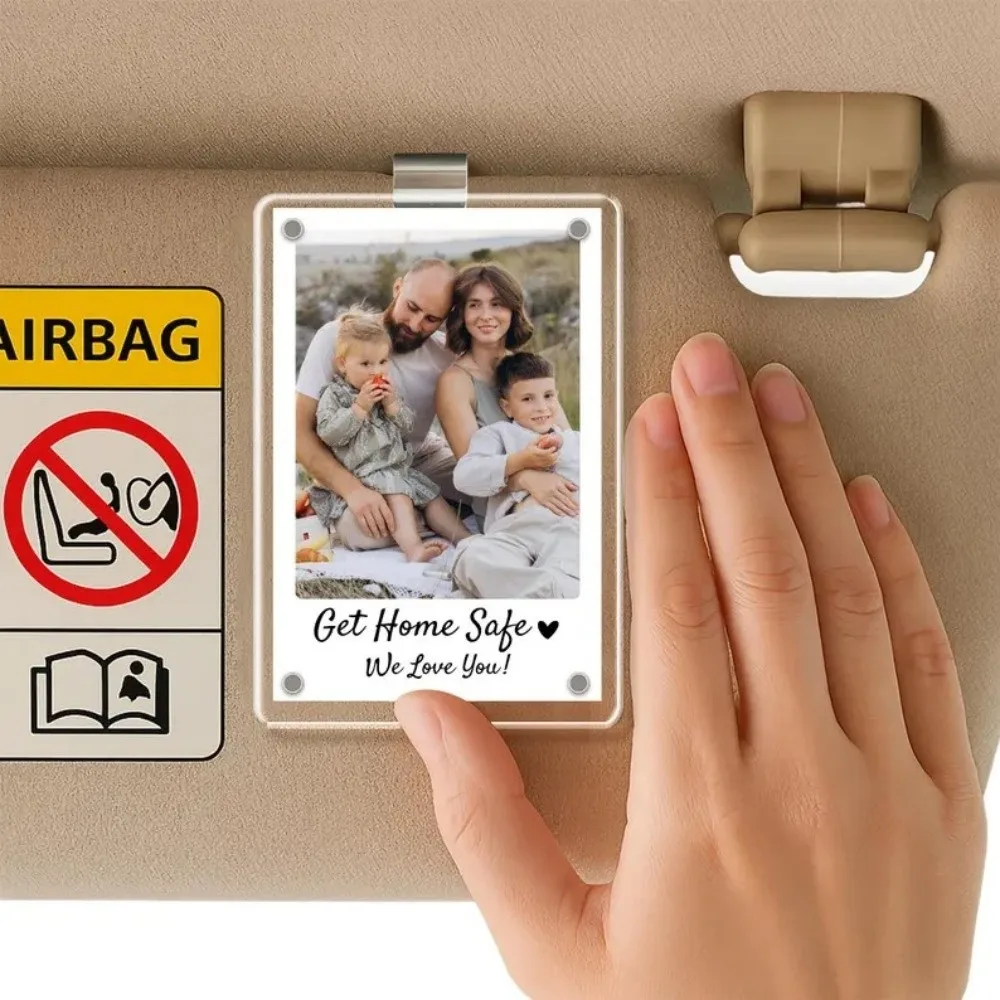 Durable Acrylic Car Sun Visor Photo Holder Magnetic Easy Installation Car Photo Folder Daily Use Picture Clip for Storing Photos