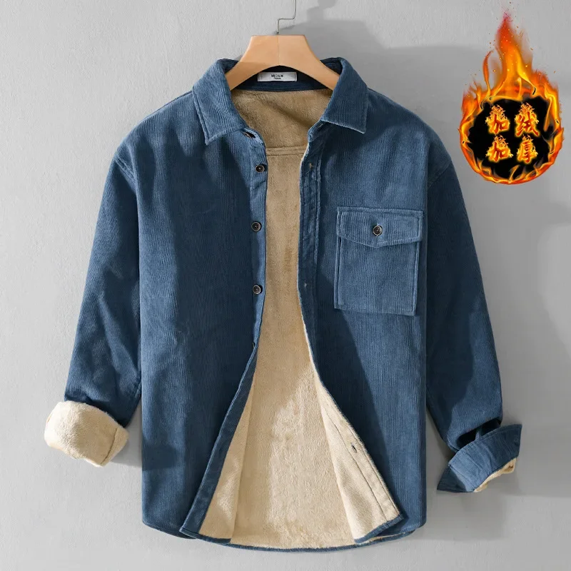 

Японские винтажные мужские зимние рубашки, повседневные флисовые рубашки, мужская хлопковая утолщенная вельветовая рубашка с длинными рукавами, сохраняющий тепло топ