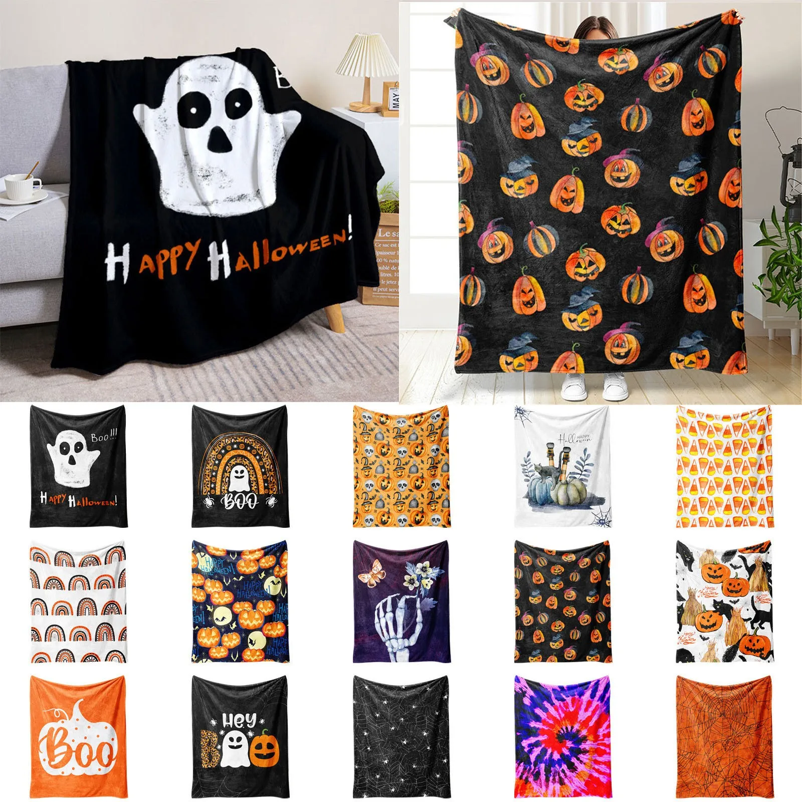 Cute Blanket Halloween Lightweight Throw Blanket Women Men Soft Cozy Sofa Living Room Bed Blanket Kids Girls Boys All Season