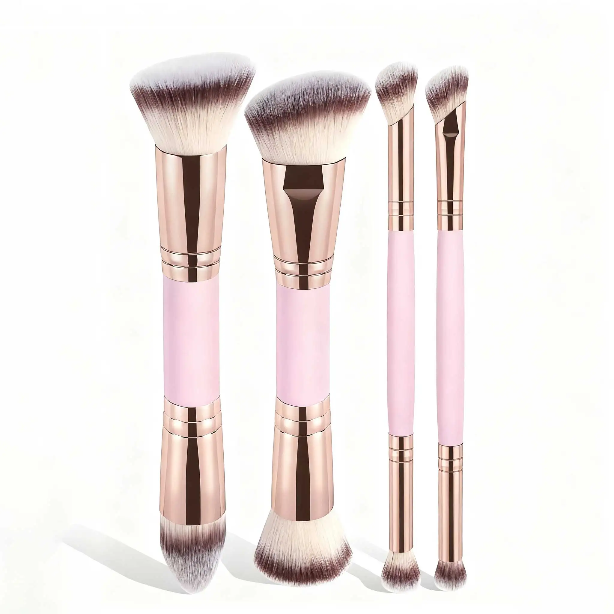 4-teiliges Basic-Make-up-Pinsel-Set mit Box, doppelseitige Grundierungen, Puder-Rouge-Details für Lidschattenpinsel, Anfänger, Reisen – Detail 12