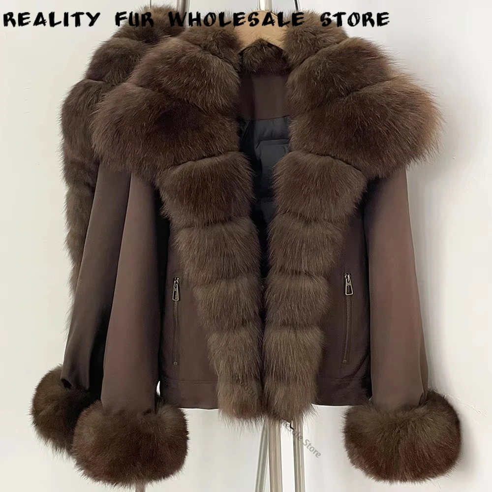 Women's Oversized Short Fur Collar Jacket Zipper Closure Elegant Coat Cold Weather Warm Outerwear for Ladies Special Occasion