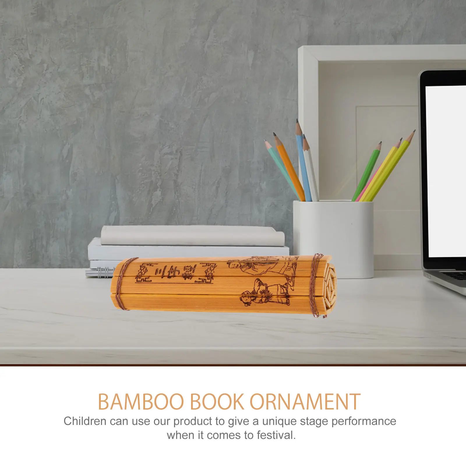 

Three Character Primer Bamboo Book Elegant Retro Photography Prop Decorative Bamboo Craft Ornament for Room Decor