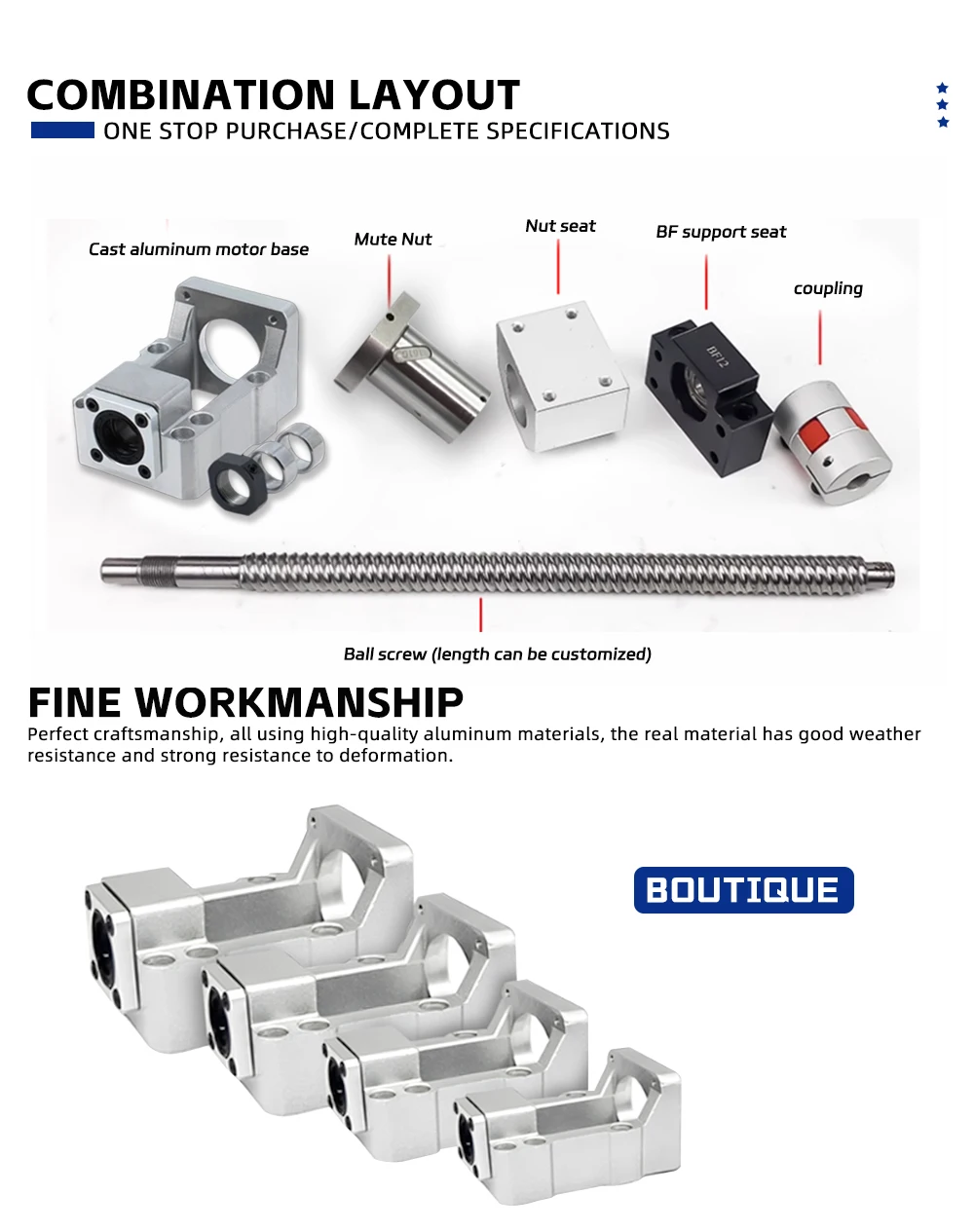 Kugelumlaufspindel-Set SFU1605/1604/1610 RM1605 100 mm-1150 mm + HM12-57 HM12-60 für Nema23/24 Aluminium BF12 + Kupplung + DSG16H für CNC-Teile – Detail 5