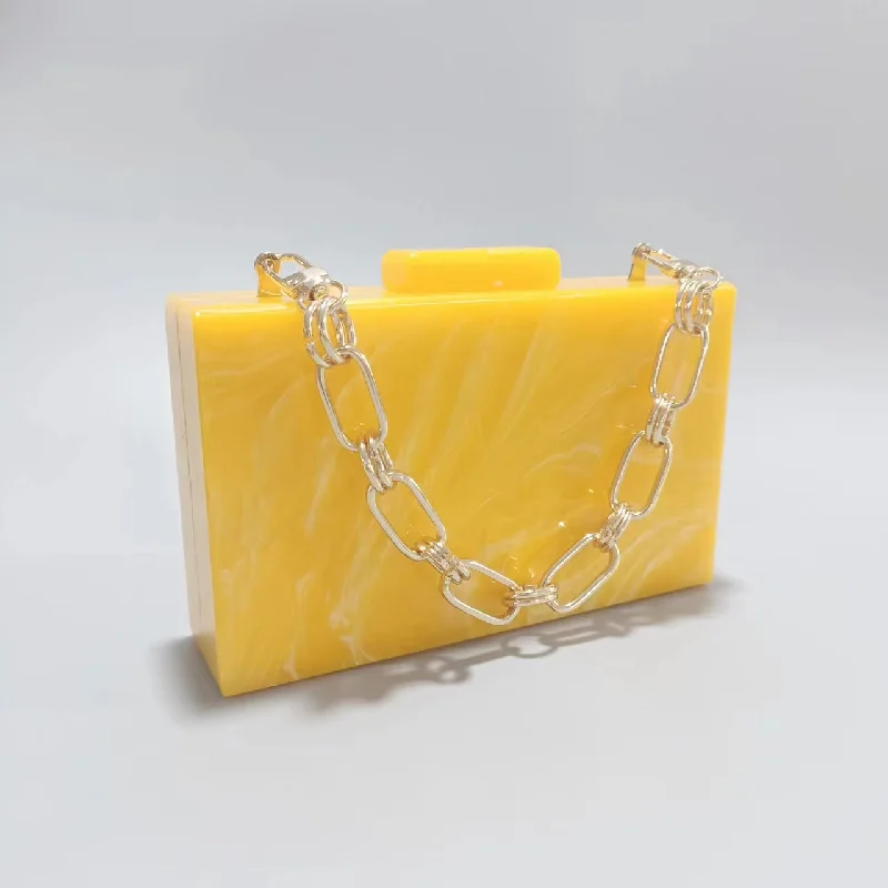 Wedding Yellow Crossbody Evening Bag Acrylic Fashion Clutch Shoulder New Luxury Woman Brand Original Celebrating Rectangular