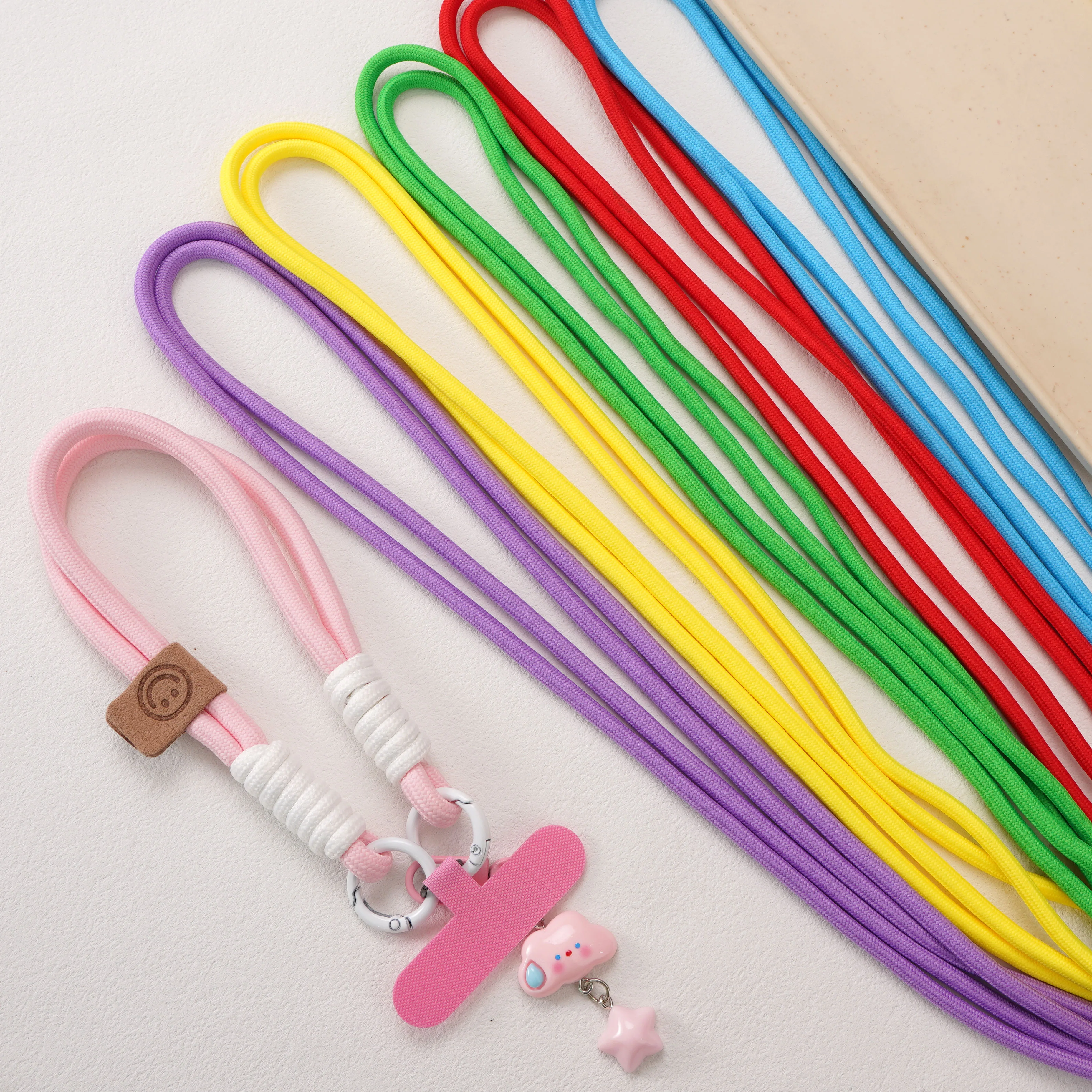 Corde colorée en Polyester de 5M, 5mm, pour la fabrication de Bracelets, porte-clés, corde suspendue pour téléphone portable, bijoux, accessoires faits à la main, bricolage