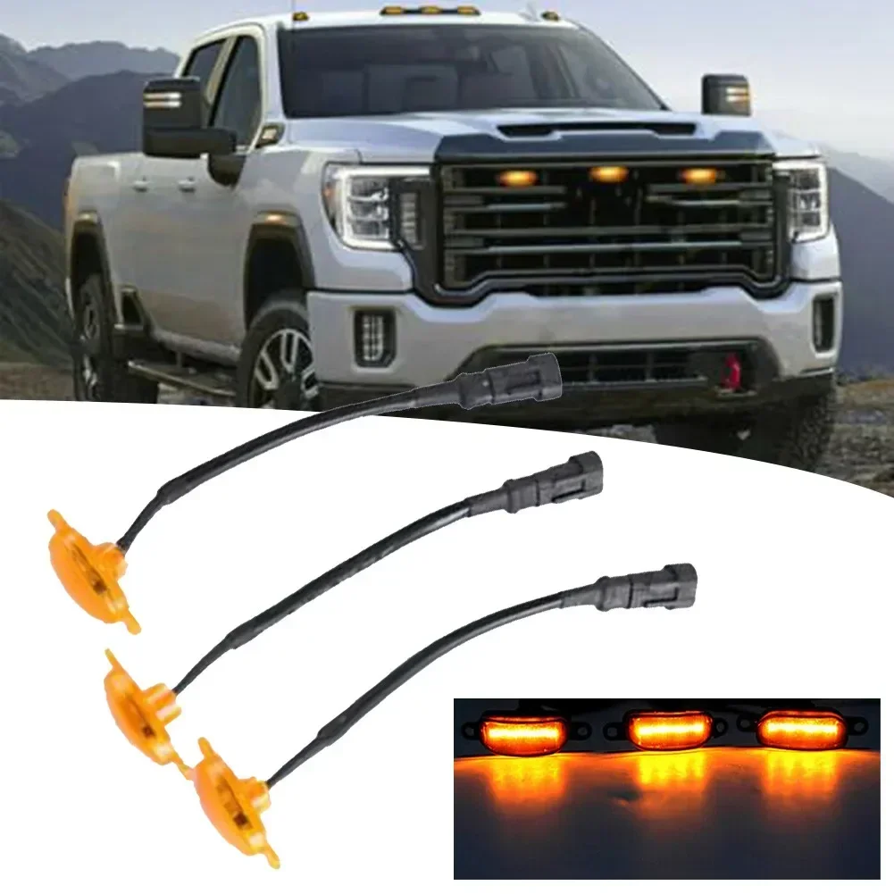 VERYUS 3pcs LED Light With Wire For GMC Sierra 2500 HD 2019-2021 Front Grille LED Light Raptor Style Grill Cover NEW