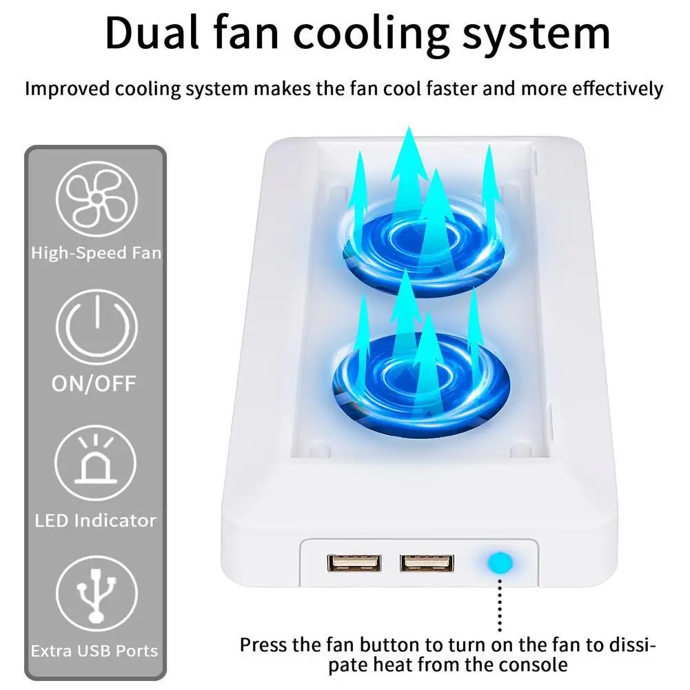 Soporte Vertical con 2 ventiladores de refrigeración, puertos Usb duales, Enfriador de 3 niveles Compatible con consola de juegos Xbox Series S