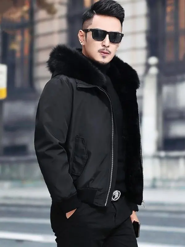 

2025 New Men's ort Leather Jaet Fake Fur Coat Winter Faion Ci Sle Long Sve Zipper Closure Double Sided Wear Clea...