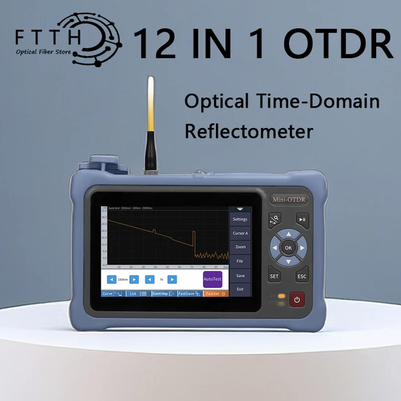 MINI OTDR 12 in 1 1310/1550nm 26/24dB Fiber Optic Reflectometer Touch Screen VFL OLS OPM Event Map Ethernet Cable Tester