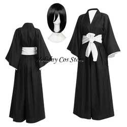 Kuchiki Rukia Kurosaki Ichigo Anime Cosplay Costume Wig Black Haori Robe Outfit Thousand-Year Blood War Samurai Uniform Party