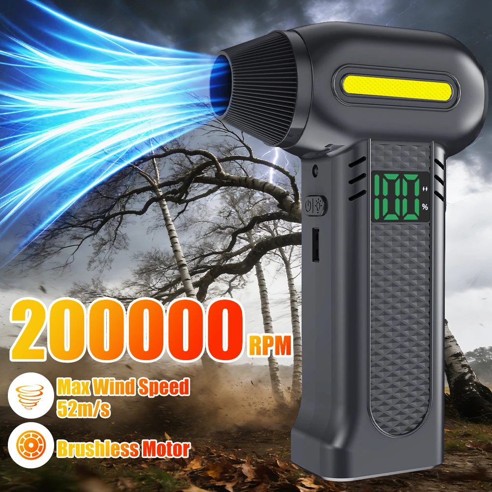 

200000RPM Strong Blowing Car Snow Removal Turbo Blower Jet Fan Cordless 5 Gears Vacuum Cleaner Electric Air Duster Multi Tools