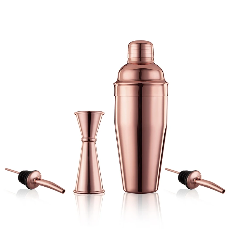 

Premium 4 Pieces Bar Kit: 24 oz shaker in 18/8 stainless steel, 1/2 oz Double End Jigger & 2 Pourers, High grade barware