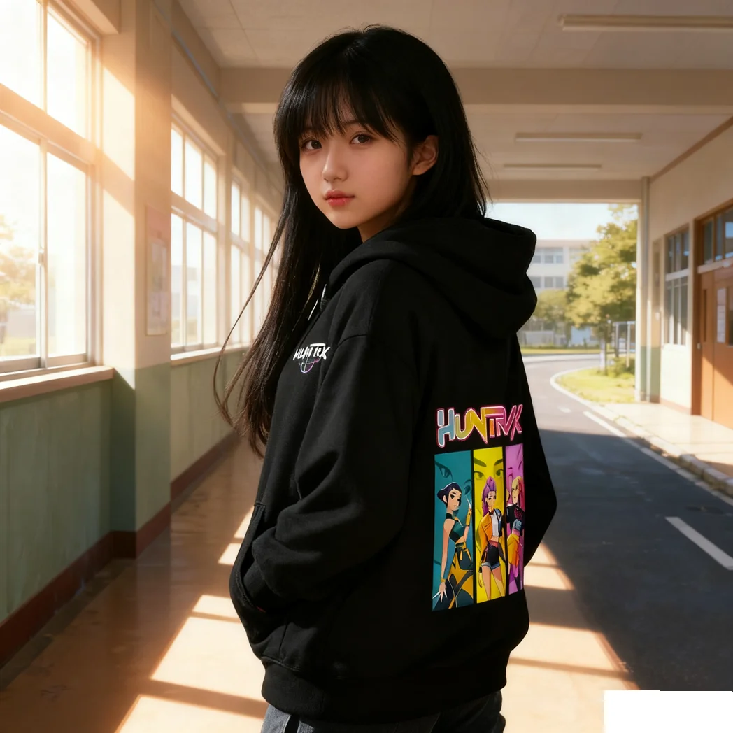 

2025 KPop Demon Hunter Kids Hoodie Cute Girl Cartoon Print Zip Up Jacket Winter Coat Japanese Style Sportswear Unisex Pullover